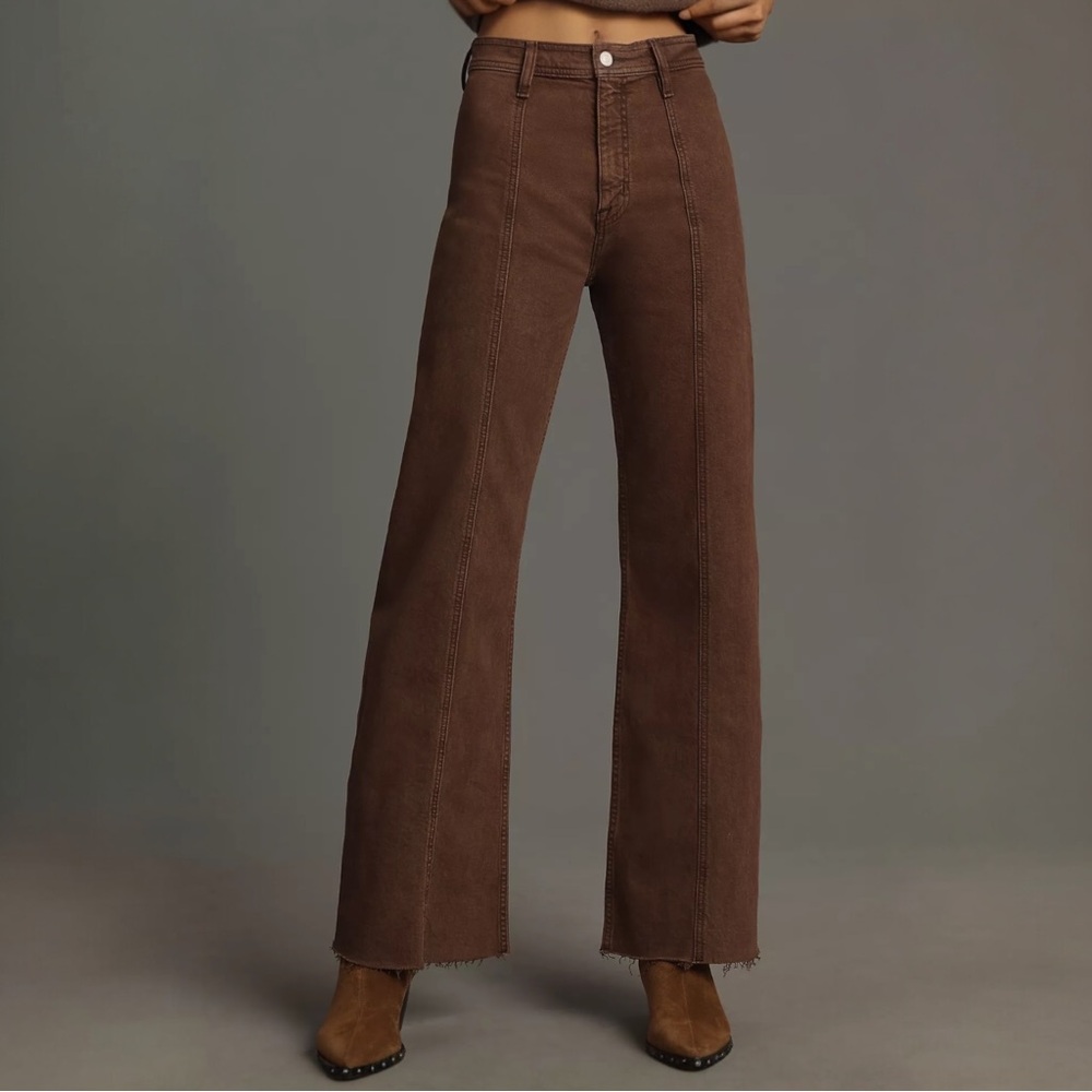 Pistola NWT Penny Seamed Wide Leg Jean in Brown Dark roast 31